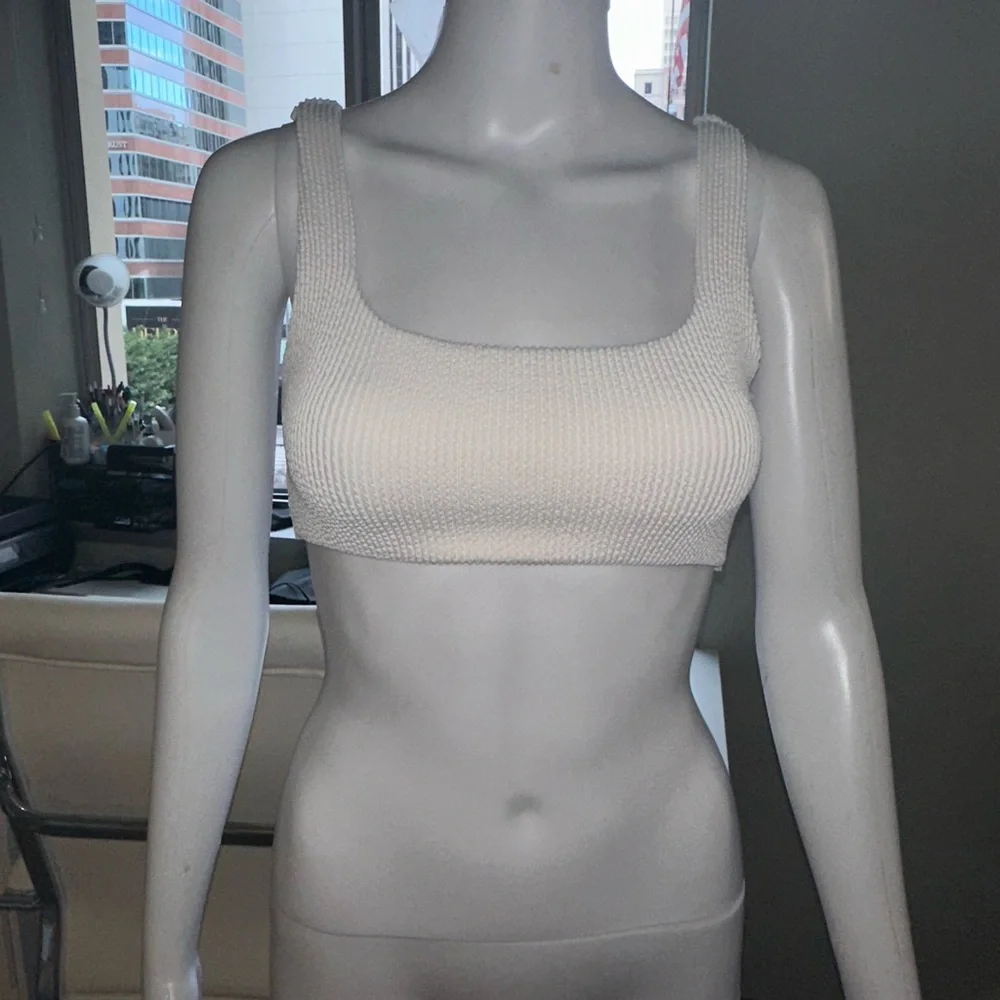 White Ribbed Crop Top - Picture 6 of 9